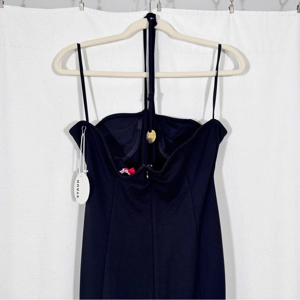 NWT Staud Bardot Black Halter Neck Keyhole Maxi Dress - Picture 6 of 9